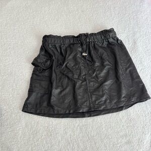 Black Leather thrifted adjustable mini Skirt